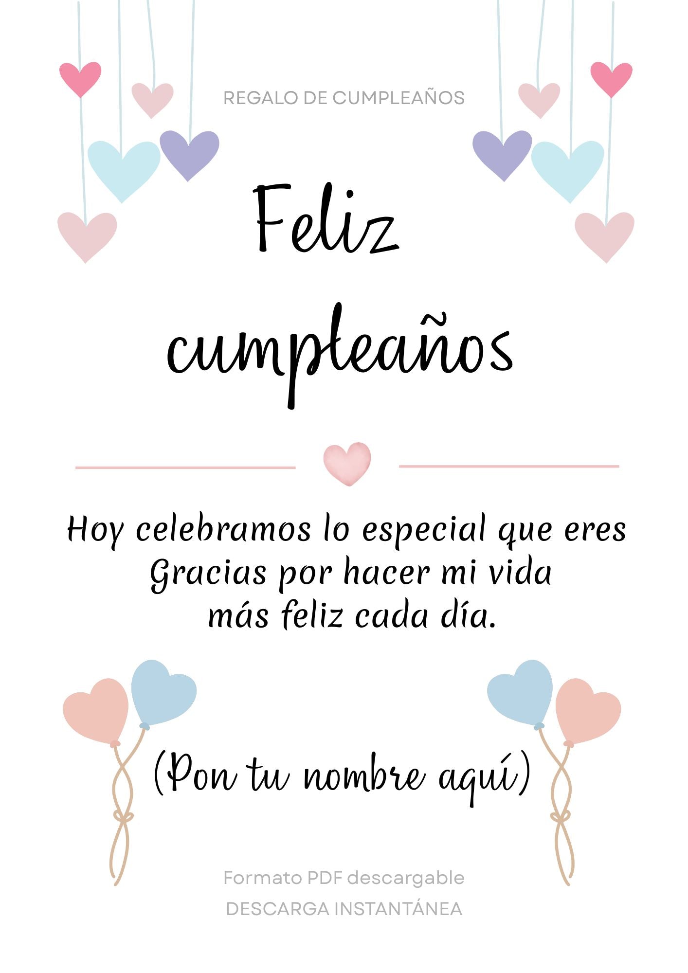 Regalo de cumpleaños personalizado 🎉 PDF descargable