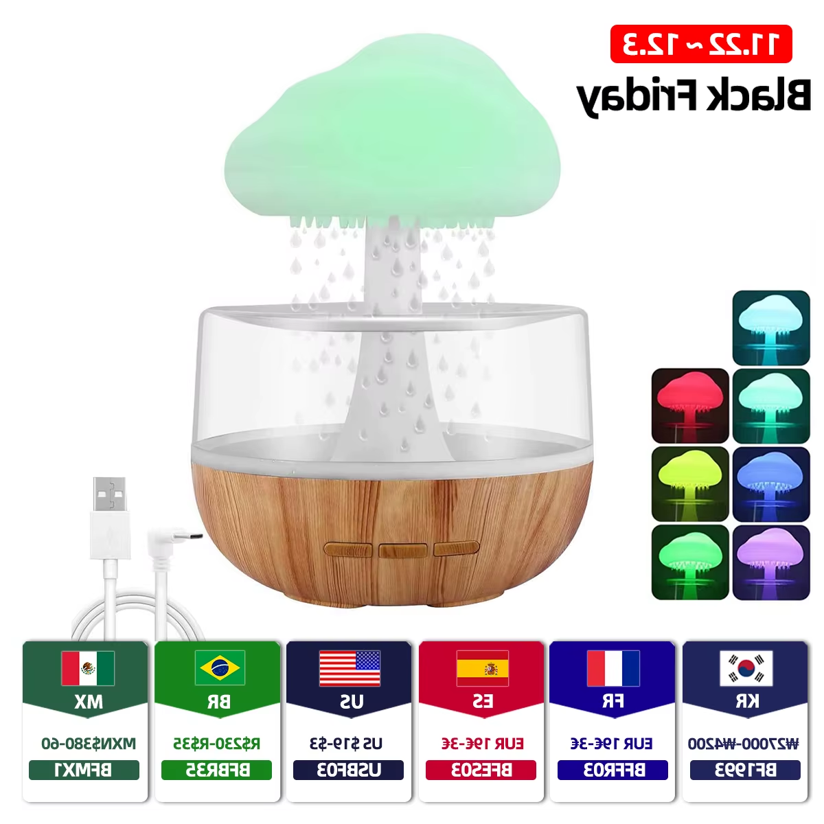 🌈 Humidificador LED “Árbol de Lluvia” – Relajación y Estilo en un Solo Toque