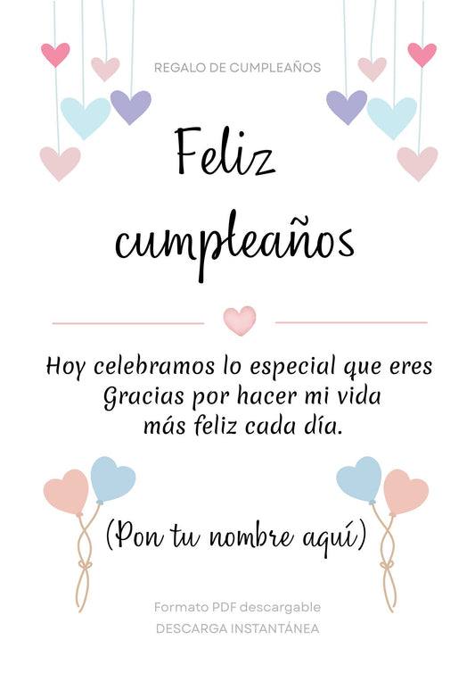 Regalo de cumpleaños personalizado 🎉 PDF descargable