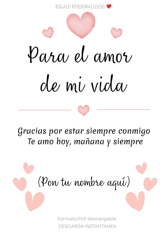 Regalo romántico personalizado para pareja ❤️ PDF descargable