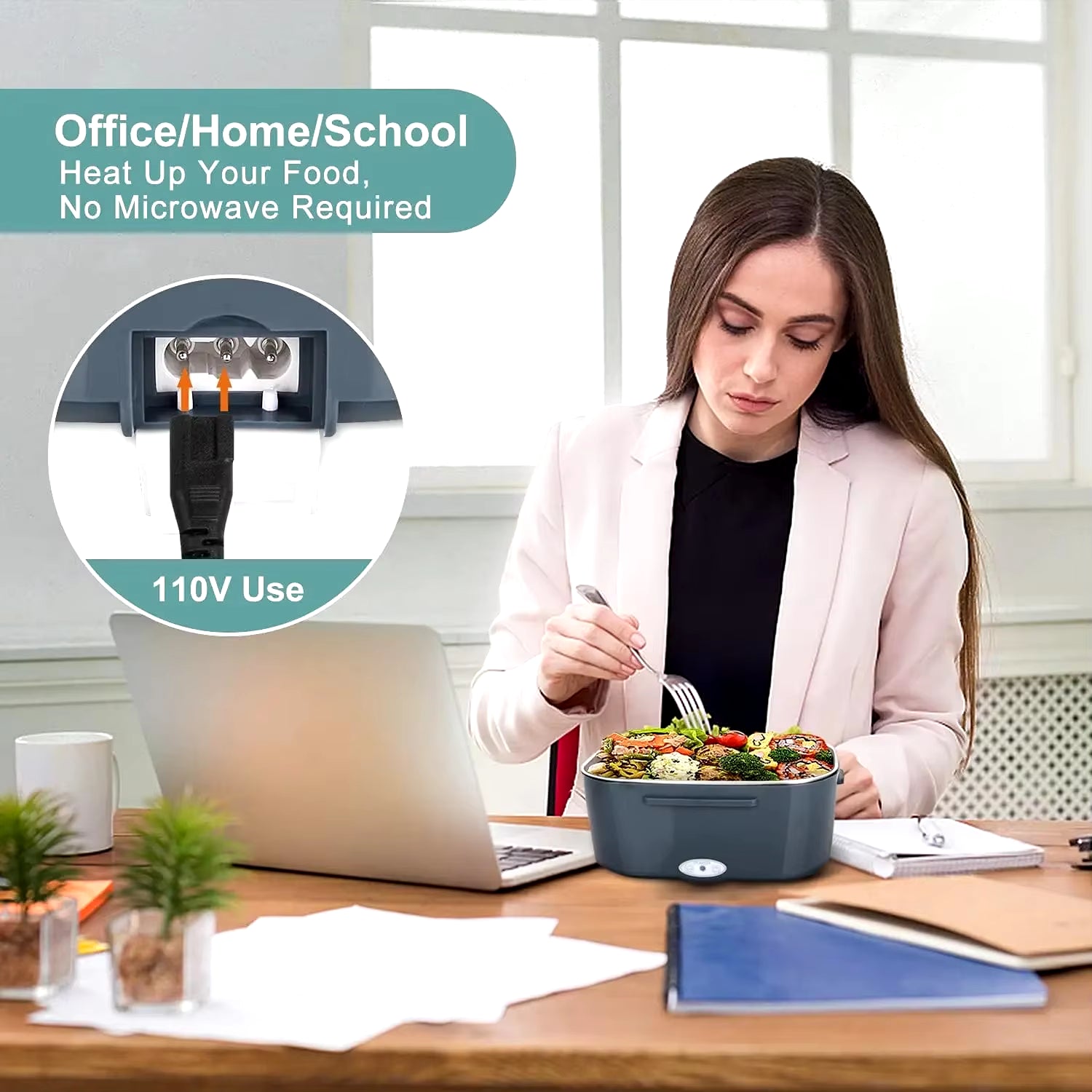 Táper eléctrico, para calentar tu comida en el trabajo o cuando sales de viaje, ideal también para camioneros ya que se puede conectar al coche o camion